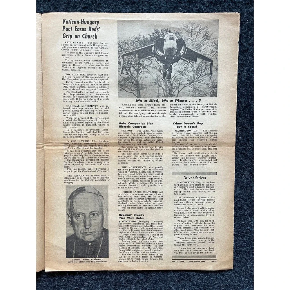 1970s Childrens Cold War Newspaper, Vintage Antique Collectibles, Original Chil